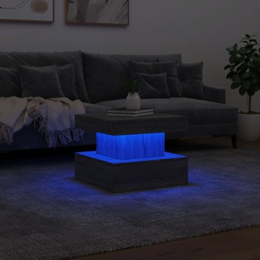 vidaXL Τραπεζάκι Σαλονιού με LED Γκρι Sonoma 50x50x40cm 1 τεμ.