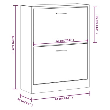 vidaXL Παπουτσοθήκη Γκρι Σκυροδέματος 63x24x81cm Επεξεργασμένο Ξύλο