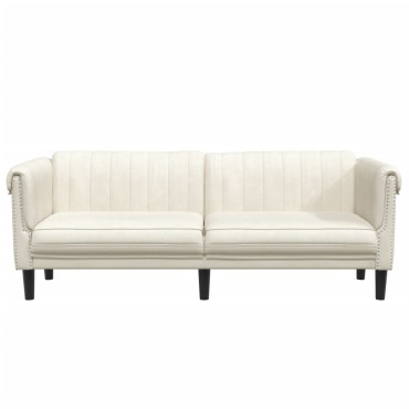 vidaXL Καναπές Τριθέσιος Κρεμ Βελούδινος 203x77x74cm 1 τεμ.