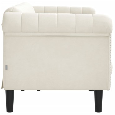 vidaXL Καναπές Τριθέσιος Κρεμ Βελούδινος 203x77x74cm 1 τεμ.
