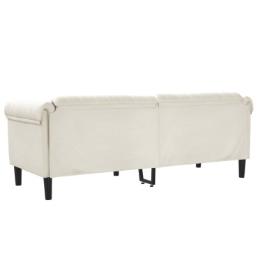 vidaXL Καναπές Τριθέσιος Κρεμ Βελούδινος 203x77x74cm 1 τεμ.