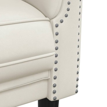 vidaXL Καναπές Τριθέσιος Κρεμ Βελούδινος 203x77x74cm 1 τεμ.