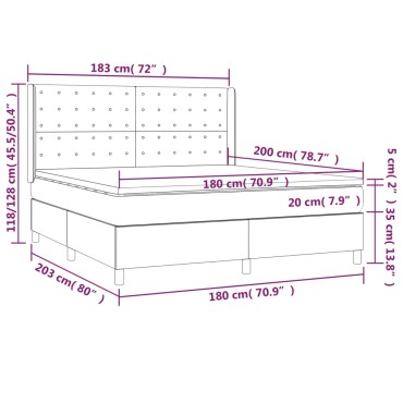 vidaXL Κρεβάτι Boxspring με Στρώμα Κρεμ 180x200cm Υφασμάτινο 1 τεμ. - Διπλό