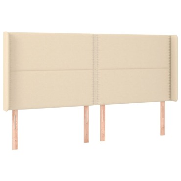 vidaXL Κρεβάτι Boxspring με Στρώμα & LED Κρεμ 180x200 εκ. Υφασμάτινο