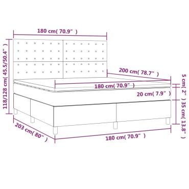 vidaXL Κρεβάτι Boxspring με Στρώμα Κρεμ 180x200cm Υφασμάτινο 1 τεμ. - Διπλό