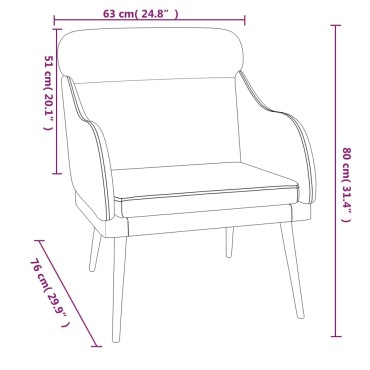 vidaXL Πολυθρόνα Μαύρη 63x76x 80cm Βελούδινη 1 τεμ.