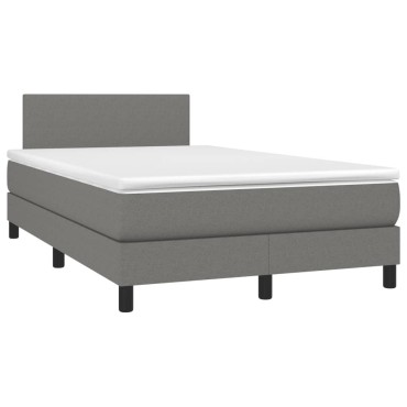 vidaXL Κρεβάτι Boxspring με Στρώμα Σκούρο Γκρι 120x190 εκ Υφασμάτινο
