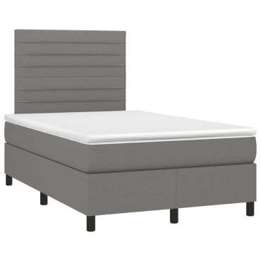vidaXL Κρεβάτι Boxspring με Στρώμα Σκούρο Γκρι 120x190 εκ Υφασμάτινο