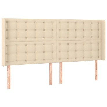 vidaXL Κρεβάτι Boxspring με Στρώμα & LED Κρεμ 180x200cm Υφασμάτινο 1 τεμ. - Διπλό