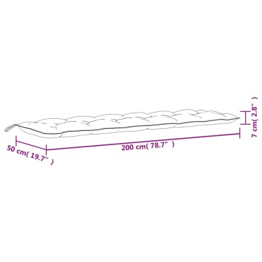 vidaXL Μαξιλάρι Πάγκου Κήπου Κρεμ 200x50x7cm Ύφασμα Oxford