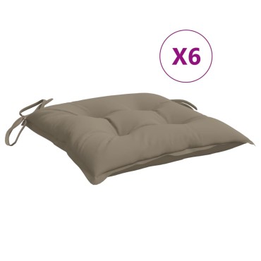 vidaXL Μαξιλάρια Καρέκλας Κήπου 6 τεμ. Taupe 40x40x7cm Υφασμάτινα
