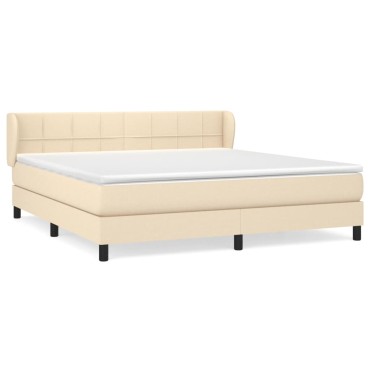 vidaXL Κρεβάτι Boxspring με Στρώμα Κρεμ 180x200 εκ. Υφασμάτινο