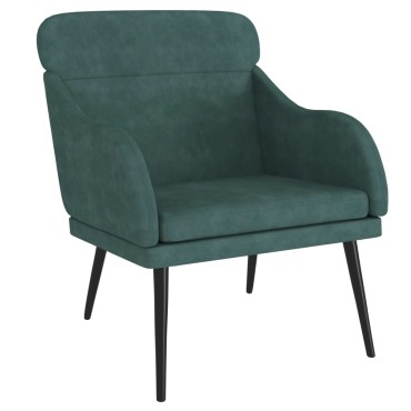 vidaXL Πολυθρόνα Σκούρο Πράσινο 63x76x80cm Βελούδινη 1 τεμ.