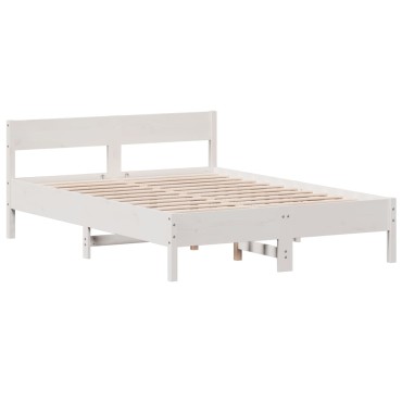 vidaXL Σκελετός Κρεβ. Χωρίς Στρώμα Λευκό 140x190cm Μασίφ Πεύκο 1 τεμ. - Διπλό