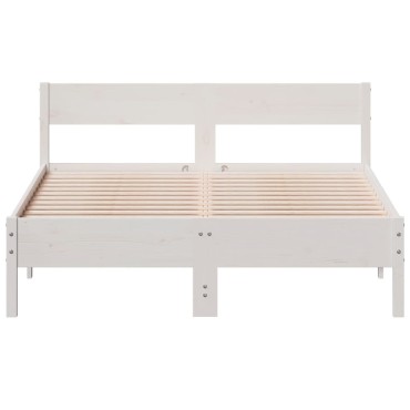 vidaXL Σκελετός Κρεβ. Χωρίς Στρώμα Λευκό 140x190cm Μασίφ Πεύκο 1 τεμ. - Διπλό