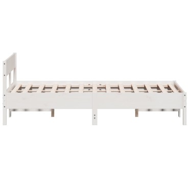 vidaXL Σκελετός Κρεβ. Χωρίς Στρώμα Λευκό 140x190cm Μασίφ Πεύκο 1 τεμ. - Διπλό
