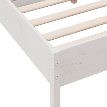 vidaXL Σκελετός Κρεβ. Χωρίς Στρώμα Λευκό 140x190cm Μασίφ Πεύκο 1 τεμ. - Διπλό