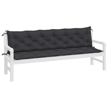 vidaXL Μαξιλάρια Πάγκου Κήπου 2 τεμ. Μαύρο 200x50x7cm Ύφασμα Oxford