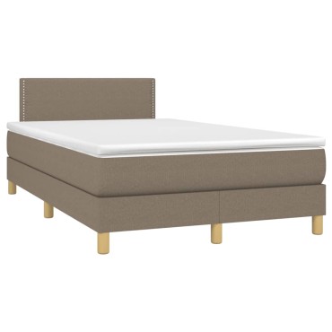 vidaXL Κρεβάτι Boxspring με Στρώμα & LED Taupe 120x190 εκ. Υφασμάτινο