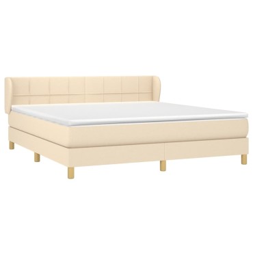 vidaXL Κρεβάτι Boxspring με Στρώμα Κρεμ 180x200 εκ. Υφασμάτινο
