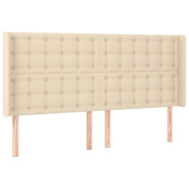 vidaXL Κρεβάτι Boxspring με Στρώμα & LED Κρεμ 180x200cm Υφασμάτινο 1 τεμ. - Διπλό