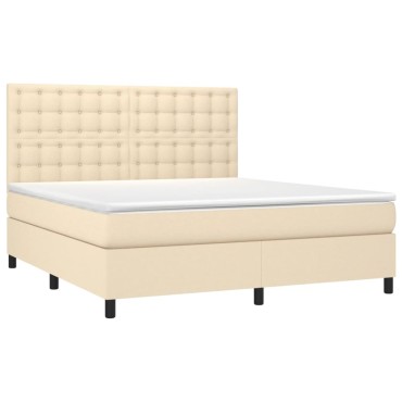 vidaXL Κρεβάτι Boxspring με Στρώμα Κρεμ 180x200cm Υφασμάτινο 1 τεμ. - Διπλό