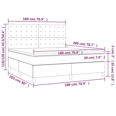 vidaXL Κρεβάτι Boxspring με Στρώμα Κρεμ 180x200cm Υφασμάτινο 1 τεμ. - Διπλό
