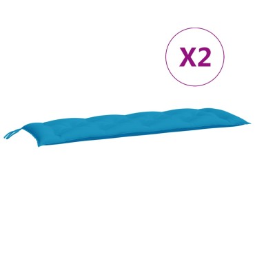 vidaXL Μαξιλάρια Πάγκου Κήπου 2 τεμ. γαλάζιο 150x50x7cm Ύφασμα Oxford