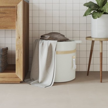 vidaXL Καλάθι Αποθήκευσης Λευκό Ø38 x 36 εκ. Βαμβακερό