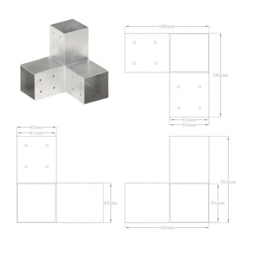 vidaXL Σύνδεσμοι Στύλου Σχήμα Υ 4 τεμ. 81x81 χιλ. Γαλβανισμένο Μέταλλο