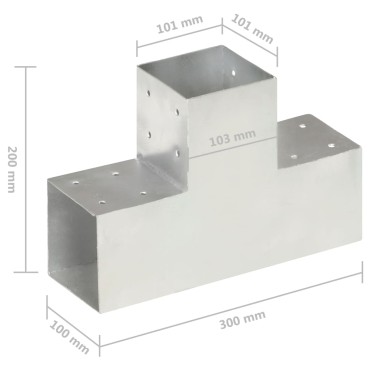vidaXL Σύνδεσμος Στύλου Σχήματος T 101x101 χιλ. από Γαλβανισμ. Μέταλλο