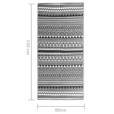 vidaXL Χαλί εξωτερικού χώρου ARAKIL Μαύρο 80x150 cm PP