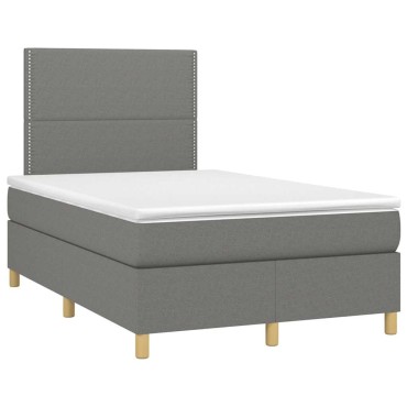 vidaXL Κρεβάτι Boxspring με Στρώμα Σκούρο Γκρι 120x190 εκ Υφασμάτινο