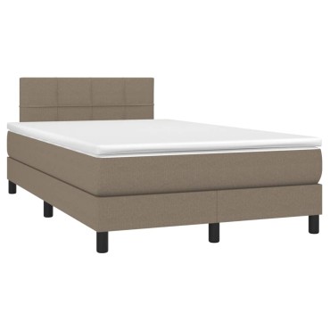 vidaXL Κρεβάτι Boxspring με Στρώμα & LED Taupe 120x190 εκ. Υφασμάτινο