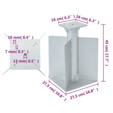 vidaXL Βάση Ομπρέλας Εδάφους Ασημί 27,5x27,5x45 εκ. από Χάλυβα