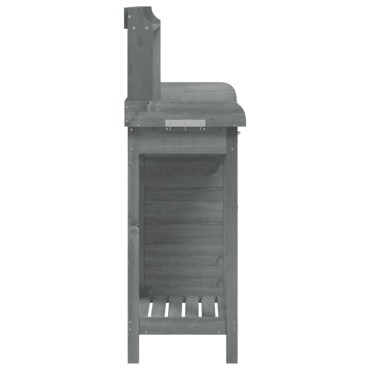 vidaXL Τραπέζι για Γλάστρες+Ντουλάπι Γκρι 110,5x45x124,5εκ Μασίφ Ελάτη