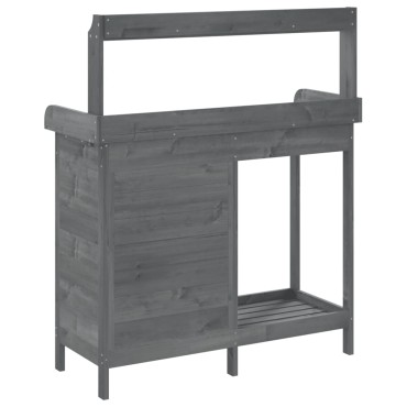 vidaXL Τραπέζι για Γλάστρες+Ντουλάπι Γκρι 110,5x45x124,5εκ Μασίφ Ελάτη