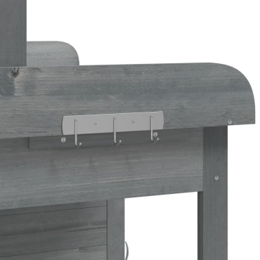 vidaXL Τραπέζι για Γλάστρες+Ντουλάπι Γκρι 110,5x45x124,5εκ Μασίφ Ελάτη