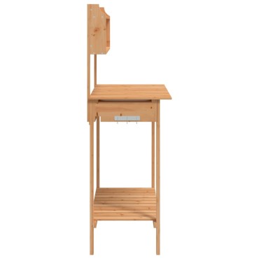 vidaXL Τραπέζι για Γλάστρες+Νεροχύτη Καφέ 147,5x44x139,5εκ Μασίφ Ελάτη