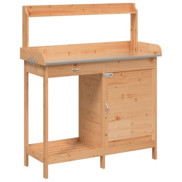 vidaXL Τραπέζι για Γλάστρες+Ντουλάπι Καφέ 110,5x45x124,5εκ Μασίφ Ελάτη