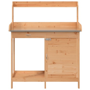 vidaXL Τραπέζι για Γλάστρες+Ντουλάπι Καφέ 110,5x45x124,5εκ Μασίφ Ελάτη