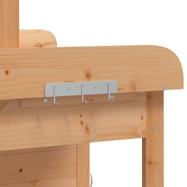 vidaXL Τραπέζι για Γλάστρες+Ντουλάπι Καφέ 110,5x45x124,5εκ Μασίφ Ελάτη