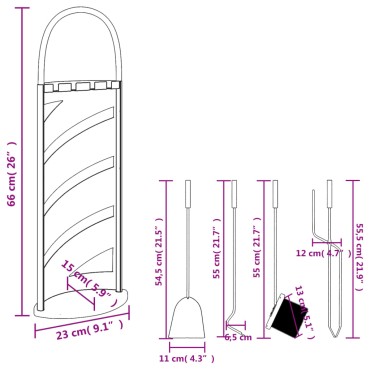 vidaXL Σετ Εργαλείων Τζακιού 5 τεμ. 23x15x66 εκ. από Ατσάλι