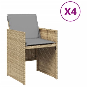 vidaXL Καρέκλες Κήπου 4 τεμ. Μικτό Μπεζ Συνθετικό Ρατάν με Μαξιλάρια 45,5x38cm