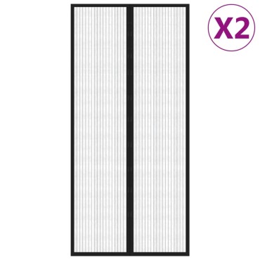 vidaXL Σίτα Πόρτας 2 Τεμαχίων Μαύρη 220 x 110 εκ. με Μαγνήτες