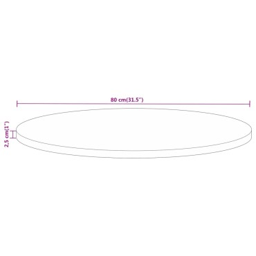 vidaXL Επιφάνεια Τραπεζιού Στρογγυλή 80x2,5cm Μασίφ Ανακυκλωμένο Ξύλο 1 τεμ.