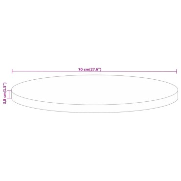 vidaXL Επιφάνεια Τραπεζιού Στρογγυλή 70x3,8cm Μασίφ Ακατ. Ξύλο Μάνγκο 1 τεμ.