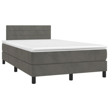 vidaXL Κρεβάτι Boxspring με Στρώμα Σκούρο Γκρι 120x190 εκ. Βελούδινο