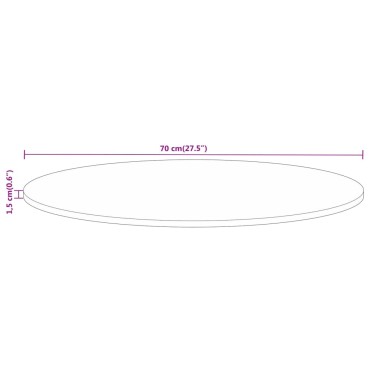 vidaXL Επιφάνεια Τραπεζιού Στρογγυλή 70x1,5cm Μασίφ Ακατ. Ξύλο Μάνγκο 1 τεμ.