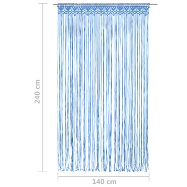 vidaXL Κουρτίνα Μακραμέ Μπλε 140x240cm Βαμβακερή
